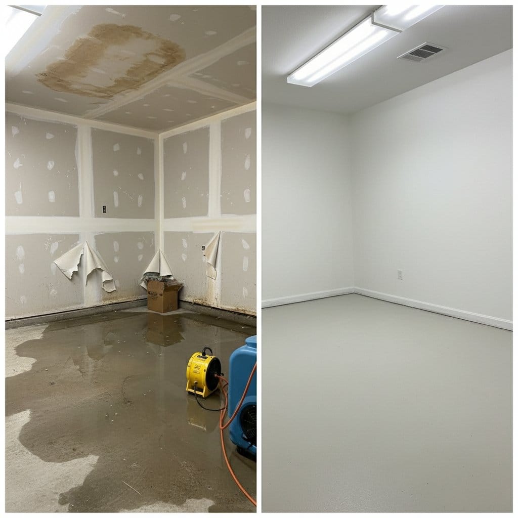 Haworth Water Damage Restoration garage restoration before and after in Haworth